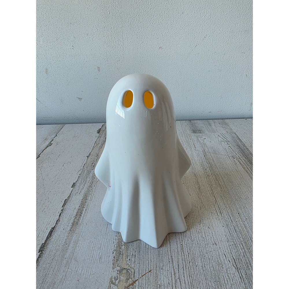 White light ceramic ghost Halloween shabby chic decor tabletop office statue
